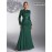 Emerald Green Sequin & Beaded Long Sleeve Bridesmaid Gown - Elegant Stand Collar Evening Dress for Weddings, Prom, Formal Events - All-Season Polyester Evening Dress for Women, Wedding Guest Attire | Sophisticated Bridesmaid Dress | Sequin Embellishments