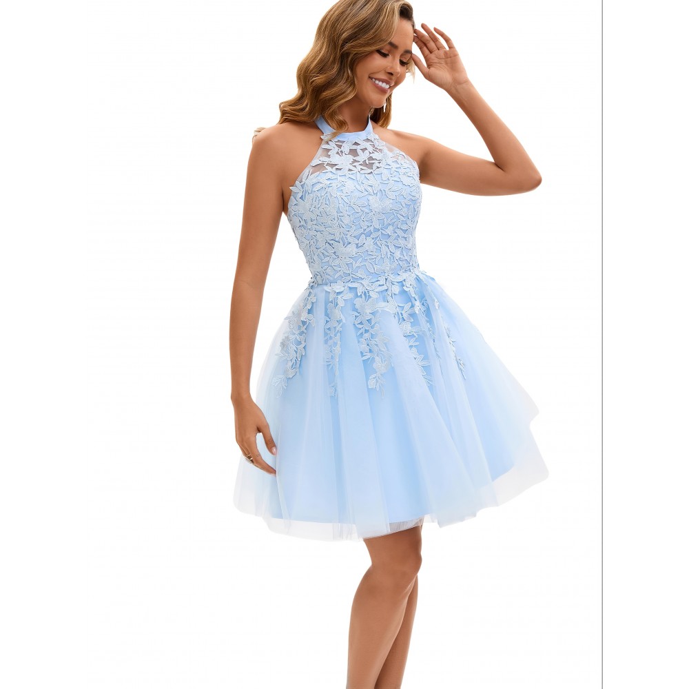 [Elegant Wedding Dress] Elegant Lace Women's Wedding Dress | Sleeveless A-Line Flared Skirt with Round Neck, Built-In Chest Pads & Hand Washable Design for Bridal & Formal Events