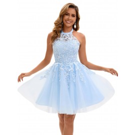 [Elegant Wedding Dress] Elegant Lace Women's Wedding Dress | Sleeveless A-Line Flared Skirt with Round Neck, Built-In Chest Pads & Hand Washable Design for Bridal & Formal Events