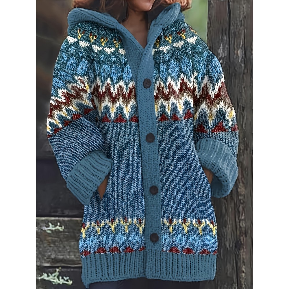 [Cozy Elegant Cardigan Sweater] Cozy Elegant Women's Cardigan Sweater Coat | Hooded Button-front Closure, Turquoise/Red/Black/Gray/White, Machine Washable Winter Jacket for Everyday & Formal Outfits, Autumn Knitwear, Comfortable Fit