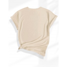 [3pcs Retro Tees] 3pcs Retro Love Heart Graphic Tees | Casual Short Sleeve Women's T-Shirts in Beige, Red & Orange with Golden Accents, Soft Polyester Blend