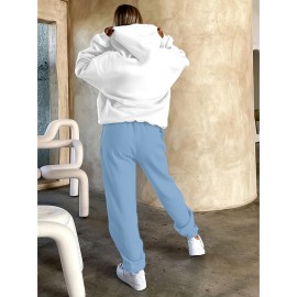 Women's Mother's Day Fashion Casual Sporty Mama Letter Heart Print Set, Premium Autumn/Winter Trendy Youthful Fleece Hoodie and Jogger Pants Two-Piece Outfit, Versatile Hooded Suit, Women's Clothing, Gift Choice