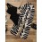 Women's 2pcs Sleeveless Off-Shoulder High-Waisted Set - Black & White Geometric Zebra Stripe Wide-Leg Pants & Top, Non-Stretch Summer Outfit for Beach, Casual Semi-Formal Wear, 2pcs Outfit Set (No Accessories Included)